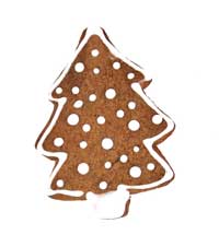 Gingerbread cookie in the shape of a pine tree