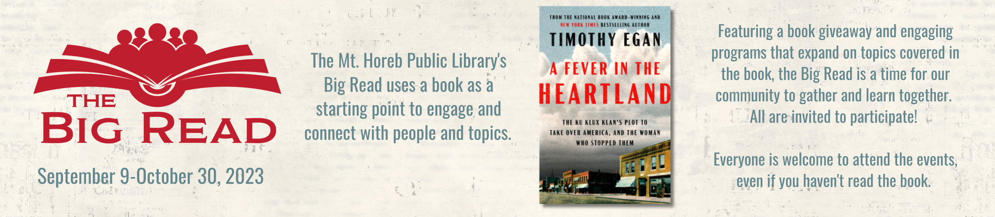 Big Read Logo and Picture of Fever in the Heartland Book Cover
