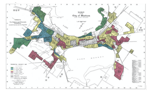 Map of Madison with racial covenants shown.