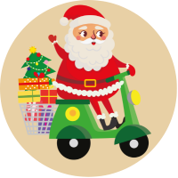 Santa on a scooter